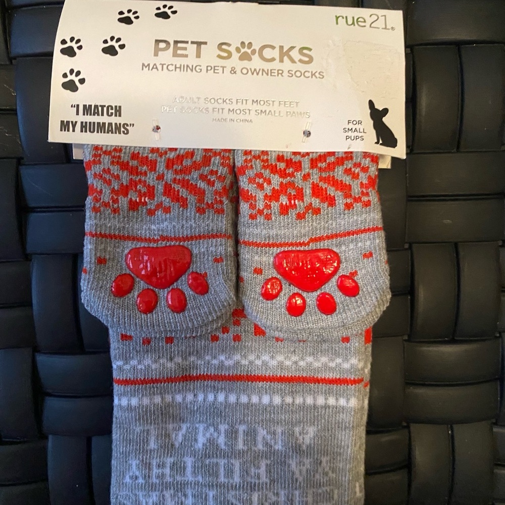 Rue 21 Matching Pet & Womens Owner Socks Best Friend BFF Red and Black Sz 5-10